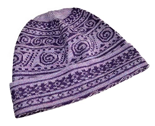Invisible World Women's 100% Baby Alpaca Wool Hat Knit Winter Beanie Chimu Lilac #TOP30
