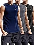 Neleus 3 Pack Workout Athletic Gym Muscle Tank Top with Hoods,5036,Black,Grey,Navy Blue,US M,EU L