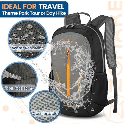 Image of ZOMAKE Ultra Lightweight Packable Backpack 25L, Foldable Hiking Backpacks Water Resistant Small Folding Daypack for Travel(Black & Medium Grey)
