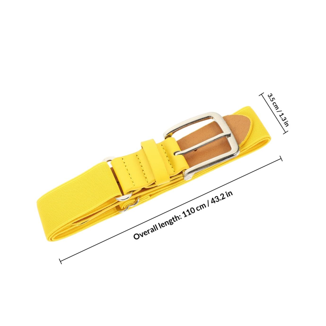 Baseballgürtel Gelb aus Kunstleder Elastischer und Robuster Gürtel Gelb mit Rostfreiem Metallring für Herren und Damen bei Baseball und Softball Zufällige Farbe