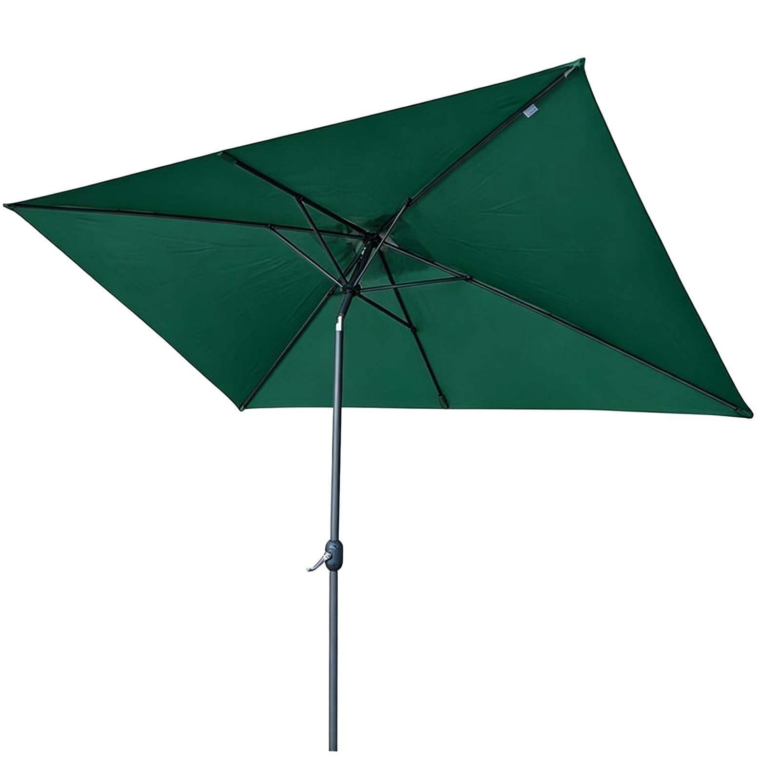 PHQCIV Large Rectangular Garden Parasol 2x2M 2x3M, Outdoor Market Table Umbrella With Hand Crank & Adjustable Tilt, Waterproof, UV Protection, For Backyard Patio Deck Pool Balcony(Green,2.0x3.0M)