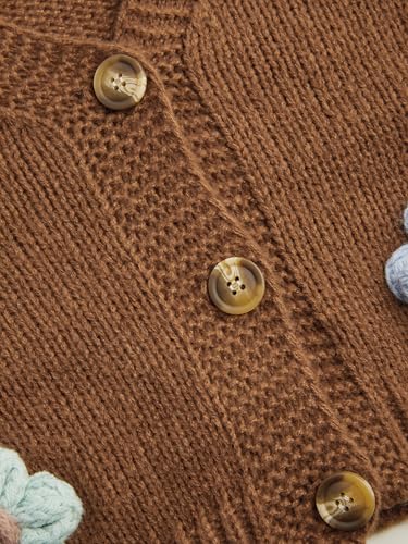 Image of CIDER Women's Floral Cropped Cardigan Cute Flower V Neck Button Down Trendy Sweater