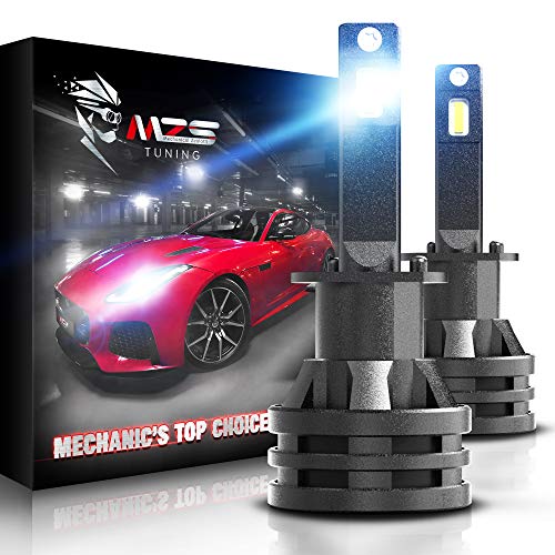 MZS Mini H1 LED Headlight Bulbs,10000LM 6500K Cool White CREE Chips All-in-One Conversion Kit w/360 Degree Adjustable Beam
