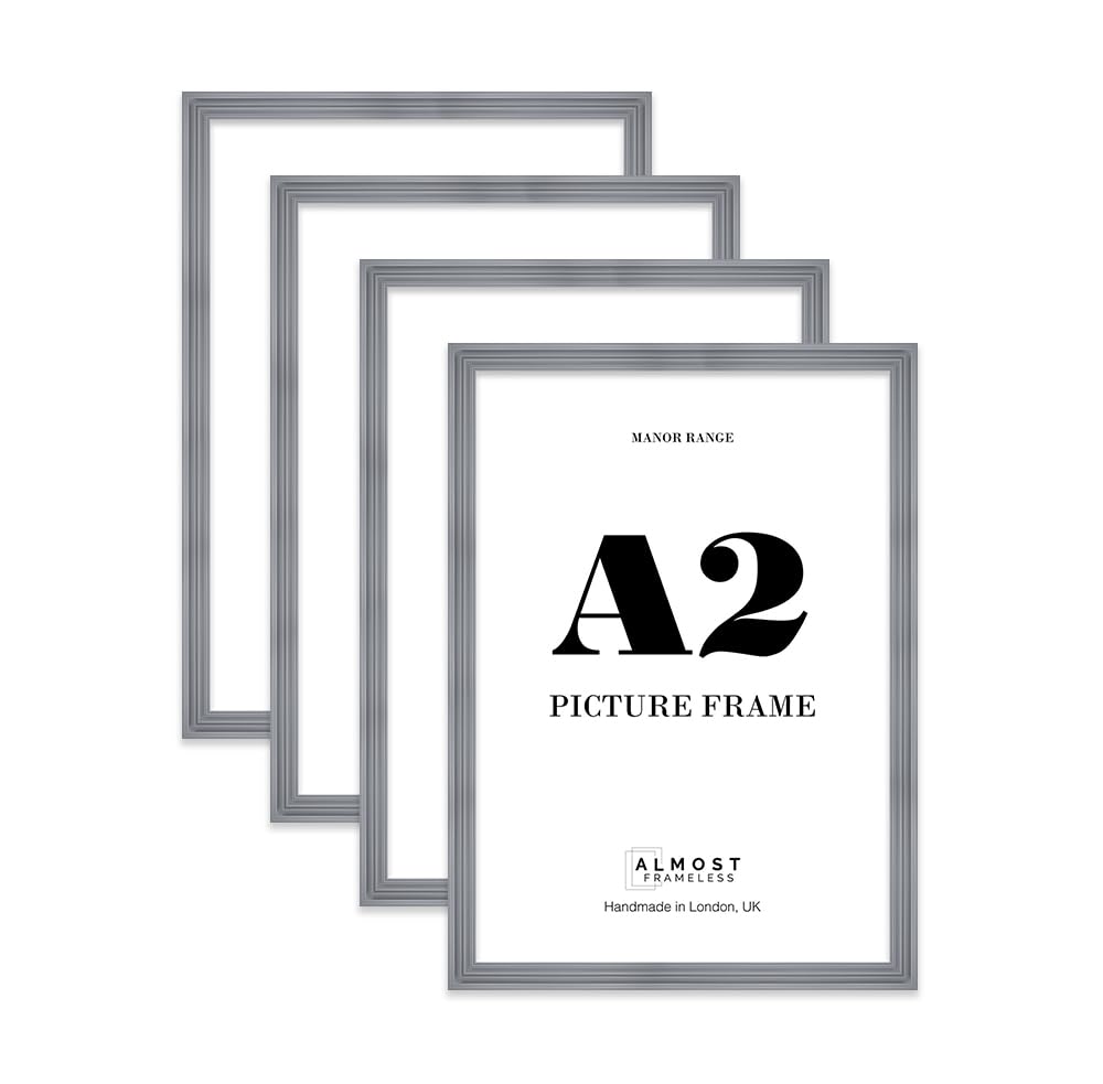 A2 Picture Frame, Display A2 Pictures (41.9 x 59.4cm) - Scandi Grey Timeless 42mm Edge Photo Display - 4 Pack