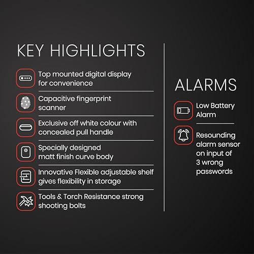 Image of Quba Cleo Heavy-Duty Digital Safe | 25kg | 3 Shooting Bolt | 3 Way Access |100 Fingerprints | Password | Mechanical Keys | Dual Authorization, Wrong Password Alert