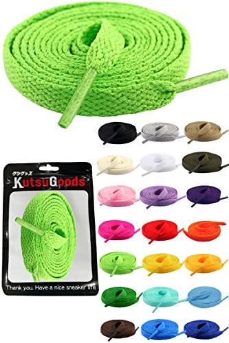 [KutsuGoods] クツグッズ スニーカーヘッズ専用 シューレース 靴紐 100cm 120cm 140cm 160cm 平紐 靴ひも shoelaces (100cm, ライトグリーン)