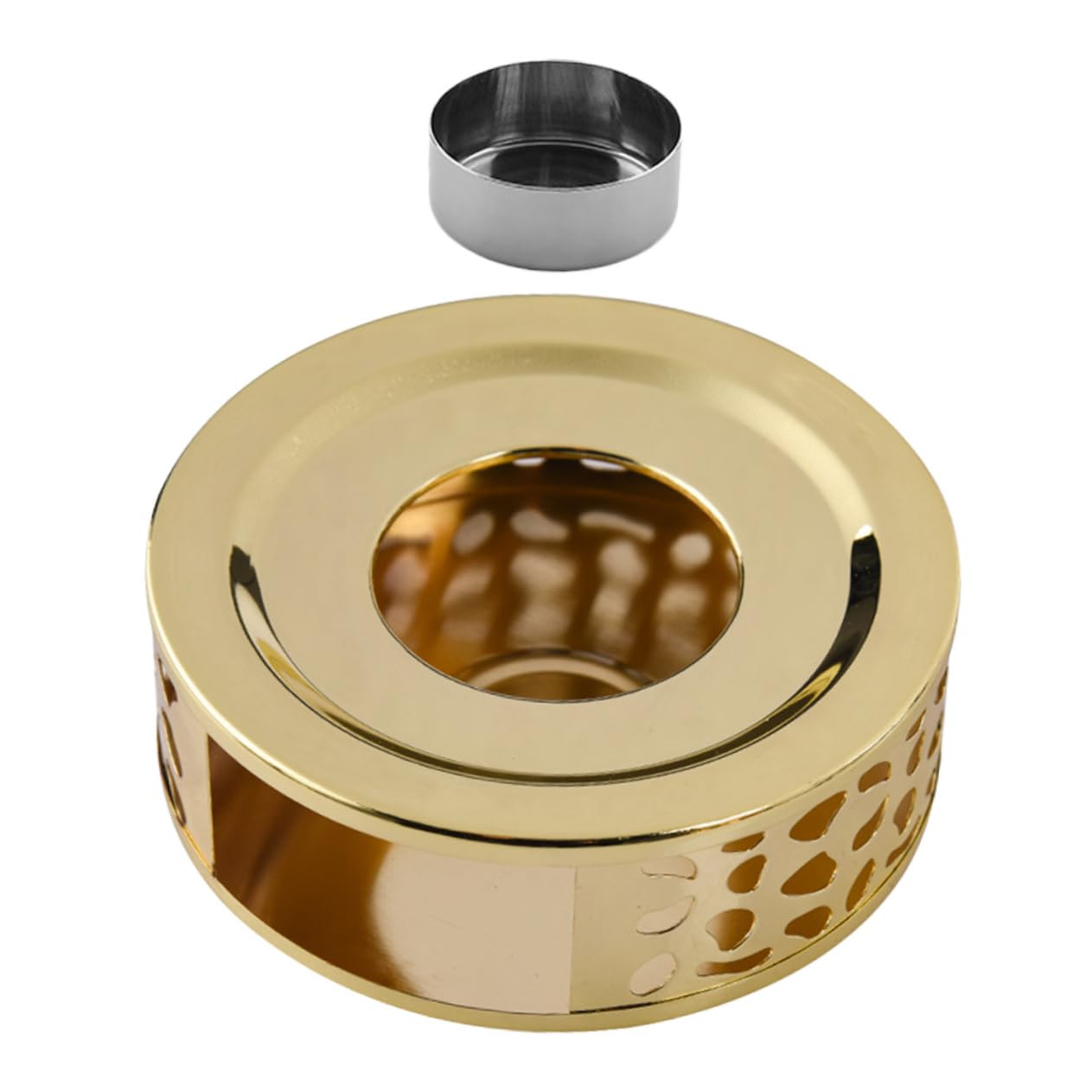 Amosfun Stainless Steel Teapot Warmer Base Elegant Teapot Heater for Tea Milk Food Heating for Home Office Decor