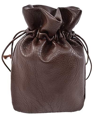 Haikyuu Medieval PU Leather Pouch Leather Drawstring Pouch Coin Purse Storage Renaissance Dice Bag (L, Brown)2