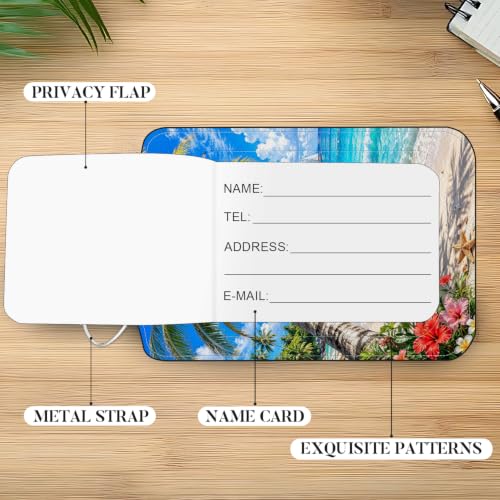Image of Tropical Beach Palm Tree Luggage Tags 2 Pack, PU Leather