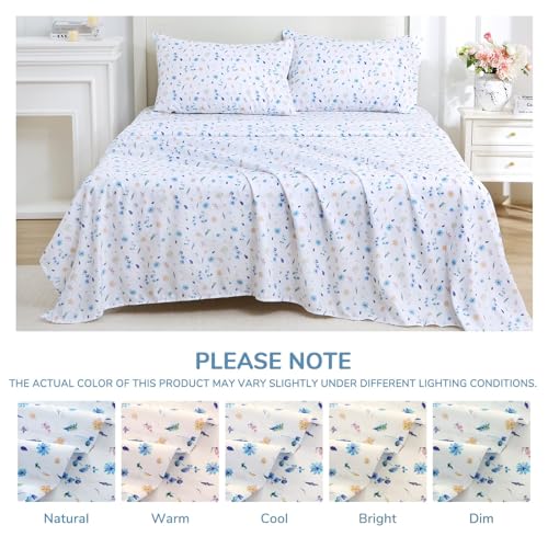 Image of MUXHOMO Full Size 4 Piece Sheet Set, Soft Sheet Set for Bedroom with Deep Pocket Up to 16 inch, Wrinkle-Free Bed Sheet with Flat Sheet, Fitted Sheet & Pillowcases - Watercolor Floral
