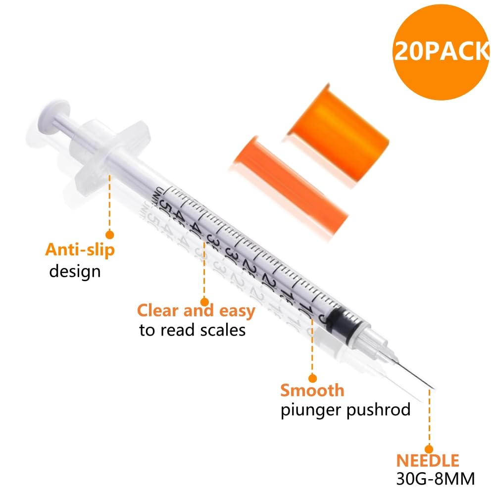 Lab Syringes - 20 Pack 1/2ml with 30G Needle -3