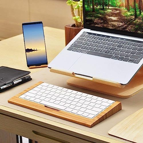 image for SAMDI Wooden Keyboard Tray, 2nd Generation Wireless Keyboard Tray for 