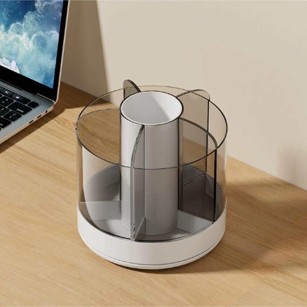 Organizador Escritorio Portalápices De Escritorio Con Rotación 360°, Adecuado For La Oficina En Casa Y Escuela para Oficina(White)