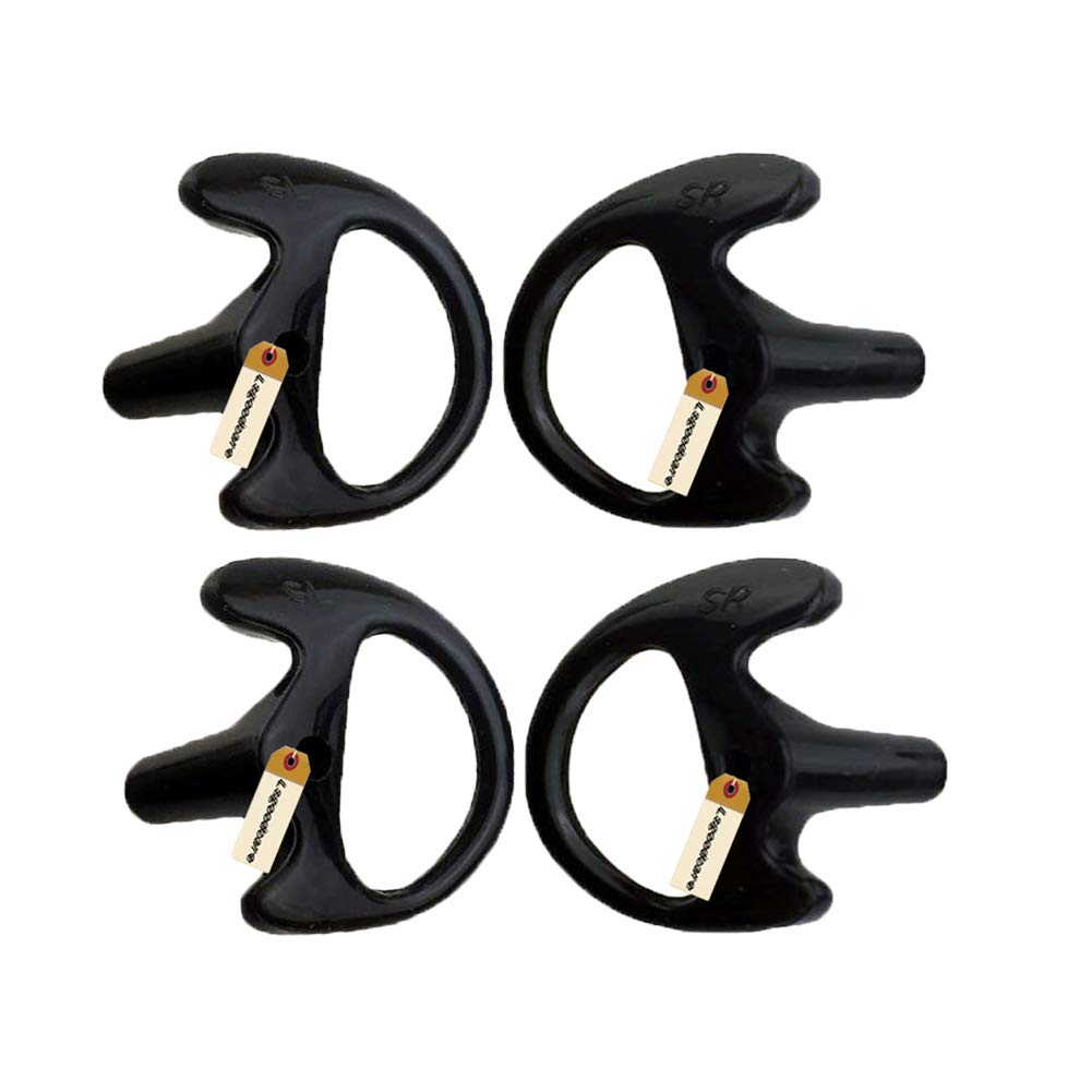 Lsgoodcare Two Pairs Rubber Silicone Replacement Earplug Earmold Ear Buds (Left and Right) for Two-Way Radio Headset Air Acoustic Earpiece Headset Walkie Talkie Earpiece, Small Size, Black Color
