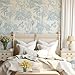 RollsRolla Toile Blue and White Peel and Stick Wallpaper Accent Wall French Chinoiserie Style Country Farmhouse Temporary for Apartments Wallpaper