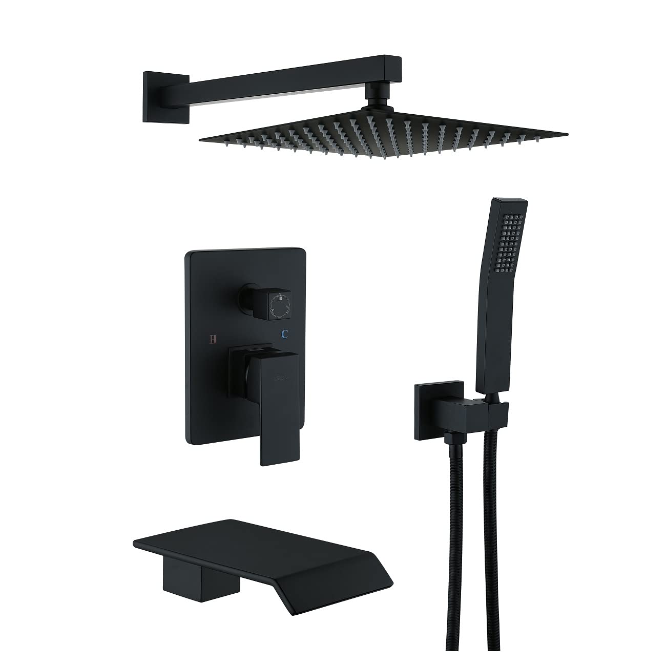 Buy RAINJESTON Bathtub Shower System with Tub Spout Matte Black Shower
