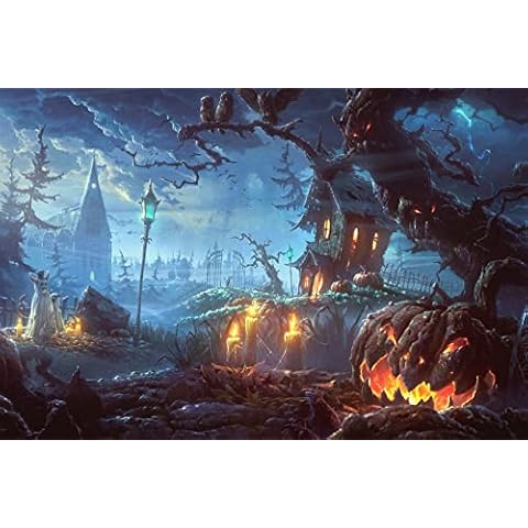 Mini Puzzle de 1000 Piezas para Adultos Halloween de Miedo Rompecabezas de cartón Ejercicio Cerebral Desafío Juego Entretenimiento Regalos Niños Adolescentes Actividad Familiar 38 * 26 cm Cover