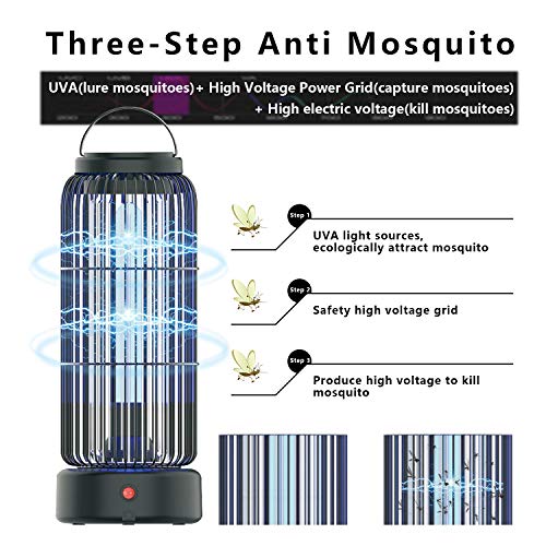 AMUFER Electric Bug Zapper High Powered Mosquito Killer with 11W Fly Insect Trap Lamp Bulb, Portable Hanging Pest Control 430sq.Ft Coverage for Indoor, Home, Bedroom, Kitchen, Office