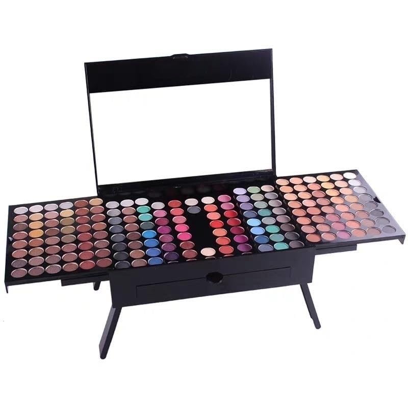 Professional 180 Colors Large Eyeshadow Concealer Blush Lip Gloss Palette Makeup Contouring Kit for Salon and Daily Use With Mirror color blush colour compact powder sponge brushes and eyeliner pen-image-22