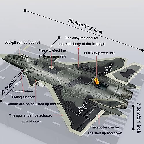 Modelo de avión J-20 stealth fighter diecast coleccionable con detalles de camuflaje 7