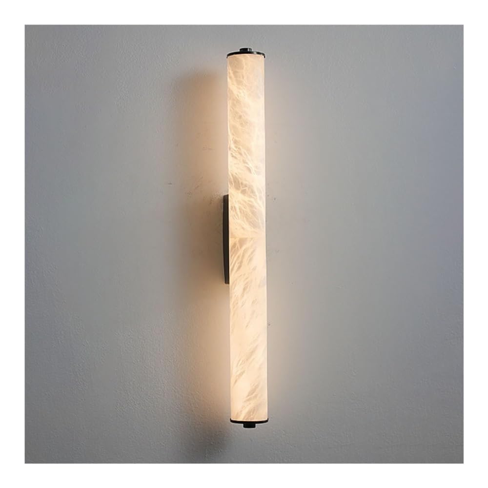 OZBMA Modern Brass Wall Lamp Simple Marble Light LED Dimmable Sconce for Living Room Bedroom Hotel Villa Model Hall Way(Gold,40cm/15.7in) (Black 50cm/19.6in)