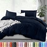 Utopia Bedding Duvet Cover Queen Size - 3 Piece with Zipper Closure - 1 Comforter Cover 90X90 Inches & 2 Pillow Shams 20X26 Inches (Navy) Comforter Not Included
