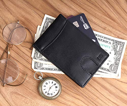 Image of Brooklyn Bridge Genuine Leather Money Clip Wallet for Men VT Black - Premium Slim RFID Protected Wallet with Cash Clip & Multiple Card Slots, Stylish Front Pocket Design, Gift for Men