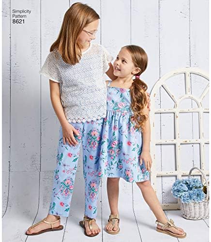 Simplicity US8621HH Easy to Sew Girl's Dress, Top, Camisole, and Pants Sewing Patterns, Sizes 3-6 image 4
