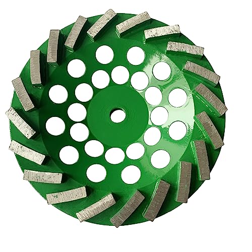 7-'' inch Concrete Floor Grinder for EpoxyTurbo Diamond Segment Cup Wheel Coatings/Vinyl/Mastic/Stone 180mm Aggressive to Remove Painting on Floor/Cement Slab/Floor Driveway, Green