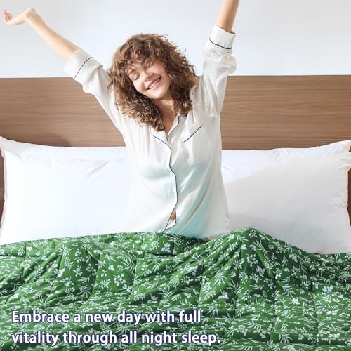 Image of yescool Weighted Blanket for Adults (15 lbs, 48 inch x 72 inch, Forest) Cooling Heavy Blanket for Sleeping Perfect for 140-160 lbs, Twin Size Breathable Blanket with Premium Glass Bead, Machine Washable