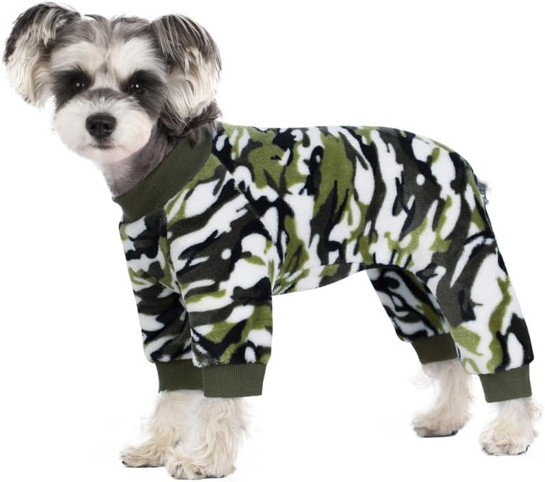 Dog Pajamas for Small Dogs, Camo Winter Dog Onesie, Warm Velvet Puppy Jumpsuit, Doggies Bodysuits, Girl Boy Dog Winter Clothes for Chihuahua, Yorkie, Teacup, Schnauzer, Cold Weather Dog Apparel