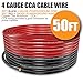 4 Gauge Wire (25 Feet Black+25 Feet Red) Copper Clad Aluminum Automotive Power Ground Cable Wire,20PCS Lugs Terminal Connectors,Heat Shrink Tubing,100A ANL Fuse with Cable Cutter