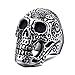 Banemi Herren Ring XXL, Edelstahl Ringe Männer Silber Schwarz Hip Hop Schädel Verlobungsringe Abschlussgeschenk Größe 70 (22.3)