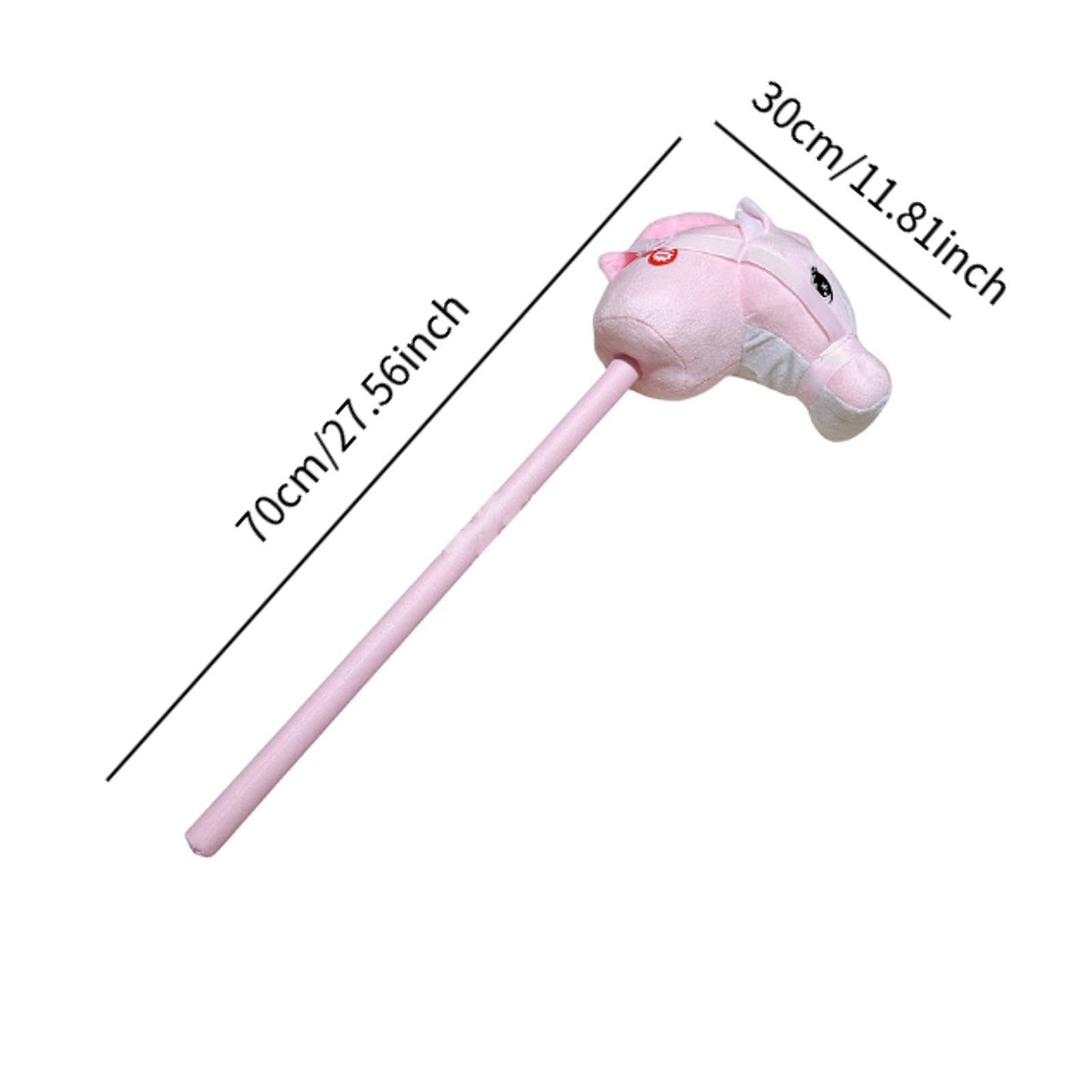 Hobby Horse Cavallo a Bastone Giocattolo Cavallo Peluche Stick Animale Morbido Comfort Leggero Adatto per Bambini Gioco Casa Scuola, Rosa