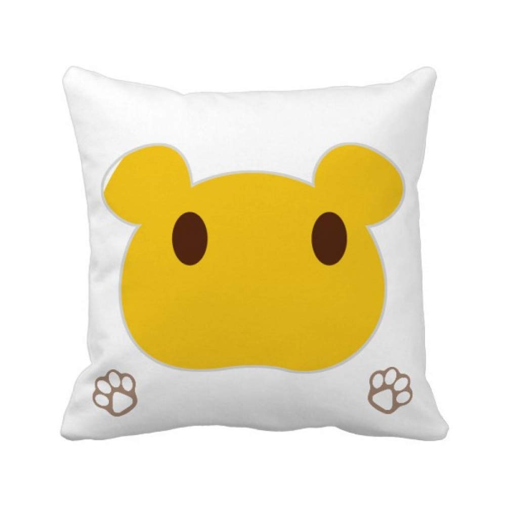 Housse de coussin ours peluche jaune carrée déco canapé et lit
