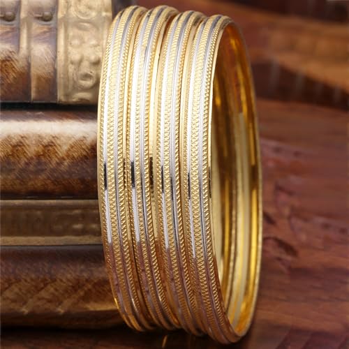 Set of 4 Silver Line 2.4 Plated Dual Toned Classic Bangles