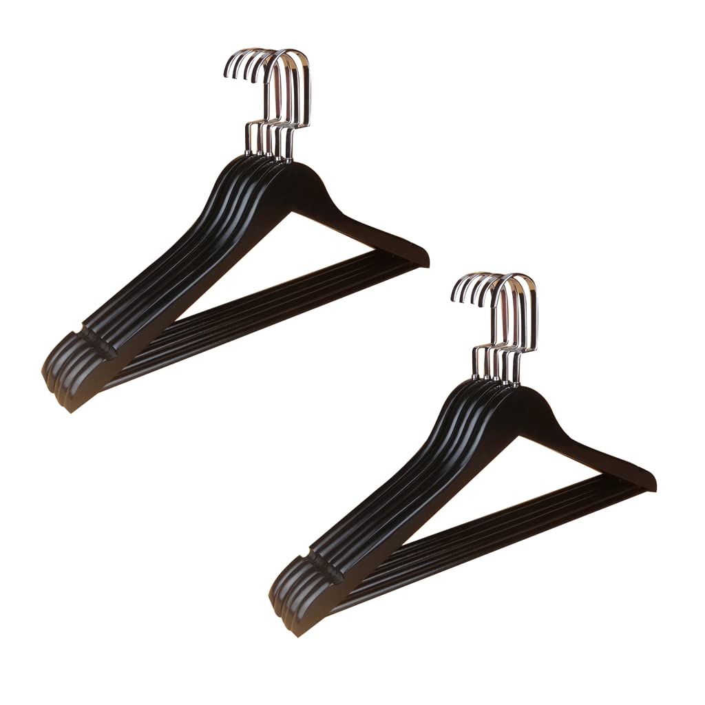 TXGJWRA Space Saving 10 Pack Hangers for Clothes Non Slip Suit Hangers Strong Wooden Coat Hangers with Trouser Bar Durable Hanger Hangers Coat,A