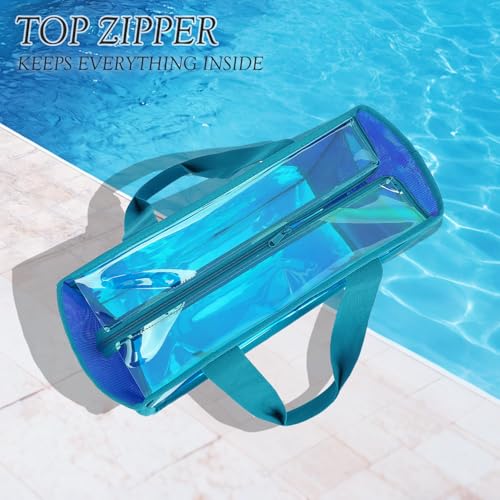 Image of Fammart Iridescent Clear Beach Bags Waterproof Sandproof for Women, Large Jelly Tote Zipper Pool Bag Cruise Essentials 2026