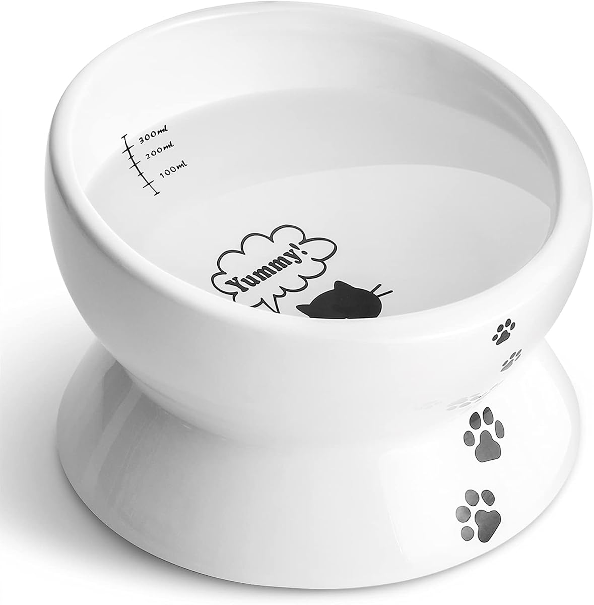 Y YHY Cuenco elevado para comida para gatos, cuenco elevado para comida y agua para gatos y perros pequeños, cuencos de agua de cerámica inclinados sin derrames, 15 oz, apto para lavavajillas