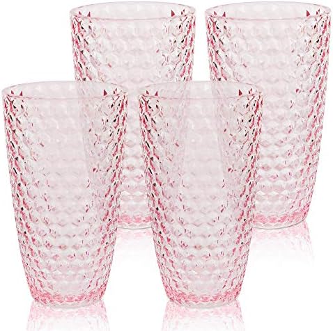 BELLAFORTE Shatterproof Tritan Plastic Tall Tumbler, Set of 4, 19oz - Laguna Beach Drinking Glasses - Unbreakable Tritan Drinking Glasses for Parties - BPA Free - Pink