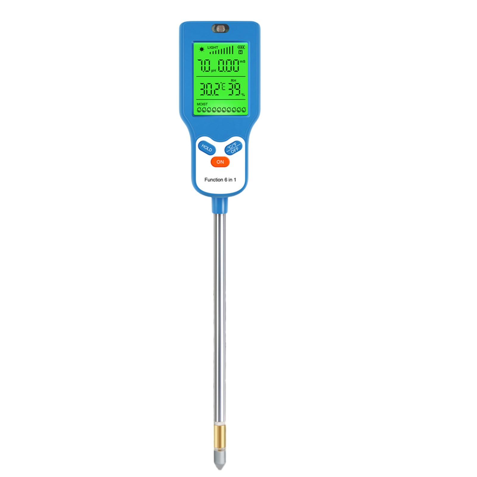 Hdoytxxm Light Professional 6 In 1 Soil Tester Meter For Garden Farm And Greenhouses Monitors Temperature And Humidity Soil Conductivity Meter