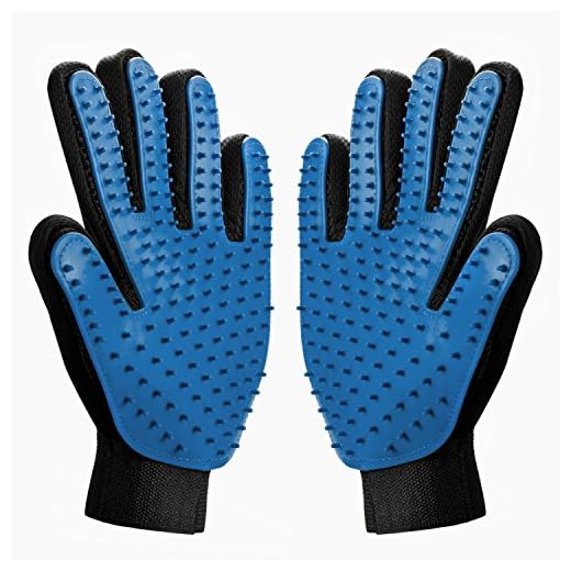 Yasolote un Par de Guantes para Mascotas Guantes de Silicona para Gatos, Perros Aparato de Masaje para Cepillar, Bañar, Peinar a los Mascotas Azul