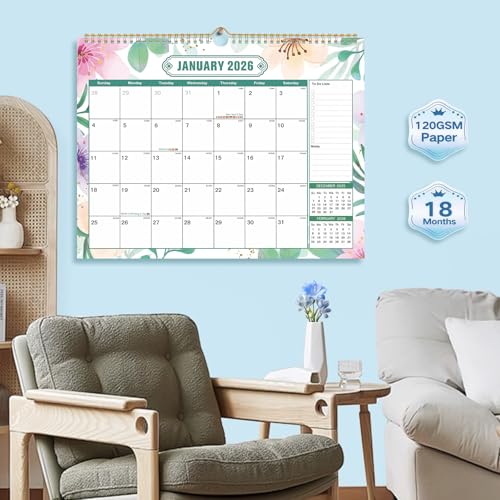 ZEEYUAN Wall Calendar 2026-2027, 15x11.5inch 18-Month Large Wall Calendar From January 2026 to June 2027, Large Daily Blocks, with US Holidays, Home Office Accessories — view 6