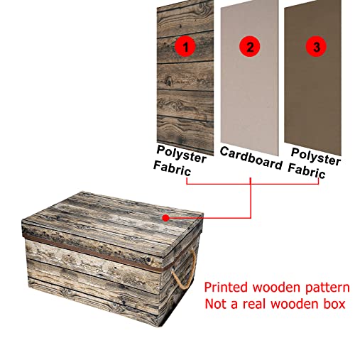 Livememory Foldable Storage Boxes with Lids Decorative Fabric Storage Baskets with Handles for Office,Bedroom,Closet and More-2 Pack