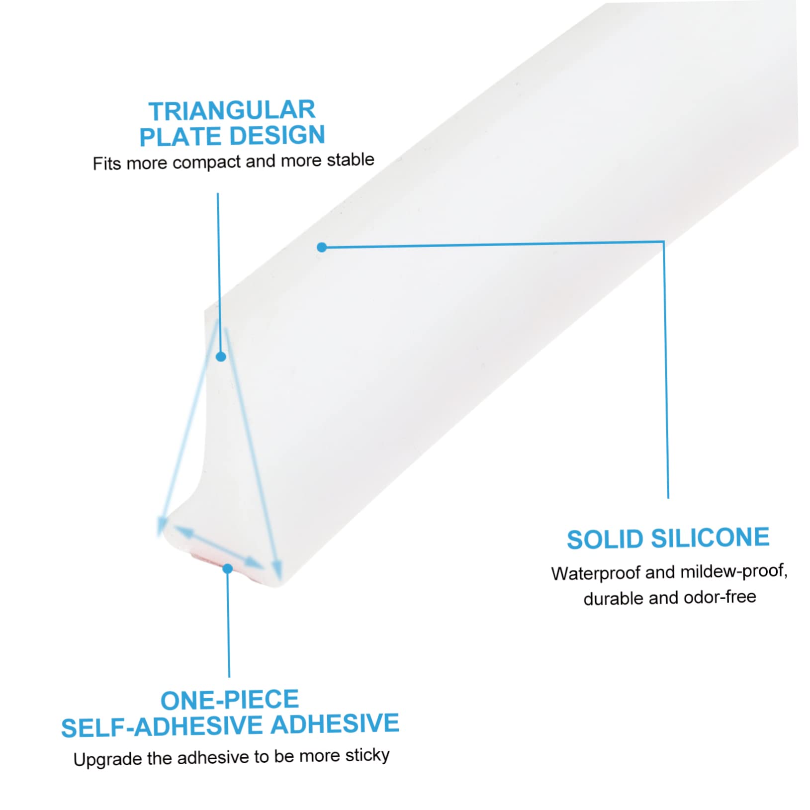Striscia di Tenuta Acqua in Silicone Bianco 1, 5x3 Cm per Doccia | Tagliabile, Buona Tenuta, per Piano e Soglia, Barra Adesiva per Bagno e Wc