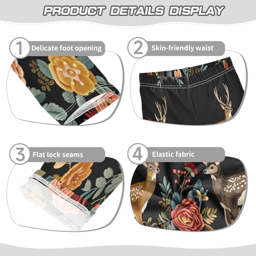 Bolaz Toddler Girls Leggings Printed Yoga Pants Leggings Deers and Roses for Kids3