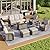 Aoxun 10-Piece Patio Furniture Set with 44” Fire Pit Table, Wicker Rattan Outdoor Sectional Sofa with High Back Swivel Rocker Chairs, Outdoor Patio Furniture Set with Thick Cushions & Ottoman, Grey