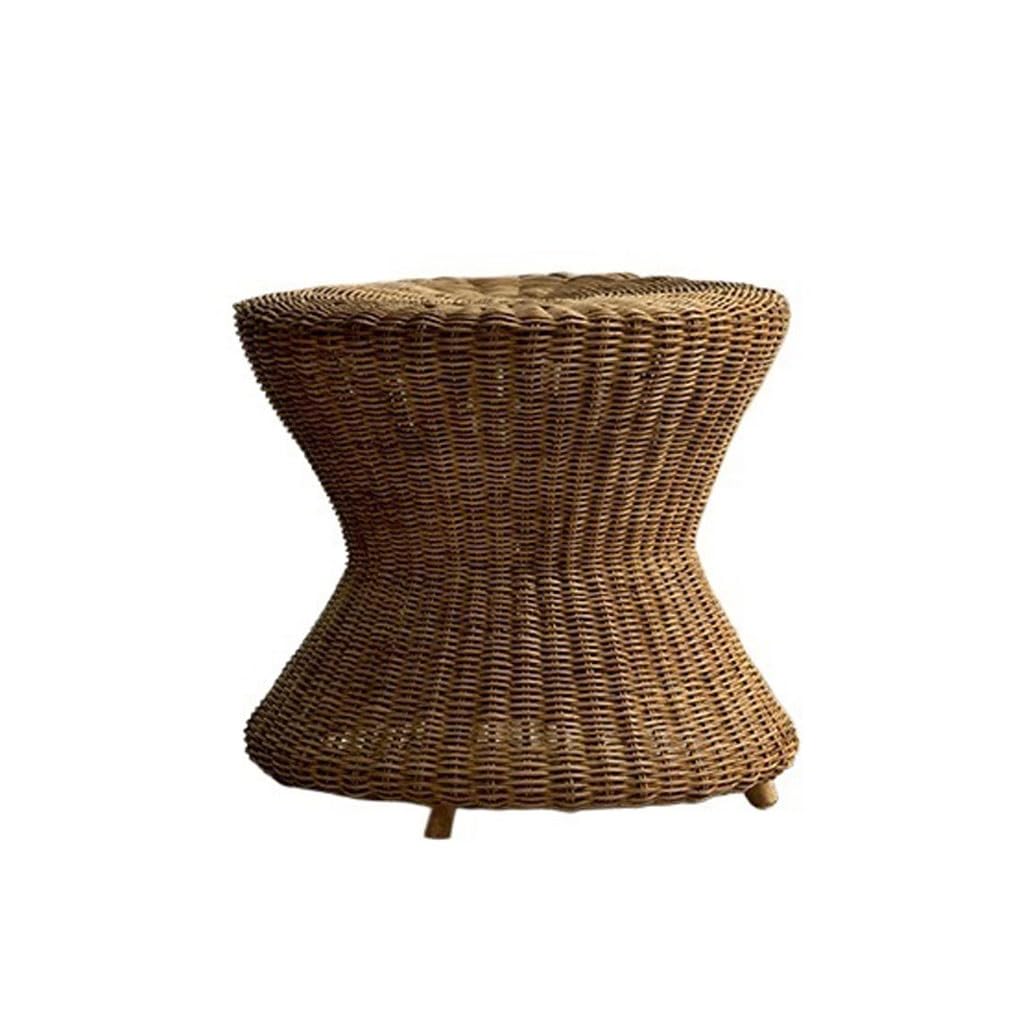 eexbz Sofa Rattan Handmade Retro Style Corner Table Magazine Rack Round Coffee Table Living Room Table Sofas for Living Room(A)