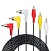 3 RCA Cable(3FT) - Premium Gold Plated 90 Degree Right Angle RCA Audio / Video Cable 3 Male To 3 Male Composite Video Audio A/V AV Cable