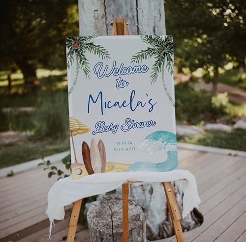 MCSTORE Baby on Board Baby Shower Welcome Sign, Surf Baby Shower Poster, Summer Beach Announcement Decorations, Newborn Gifts For Girls Boys